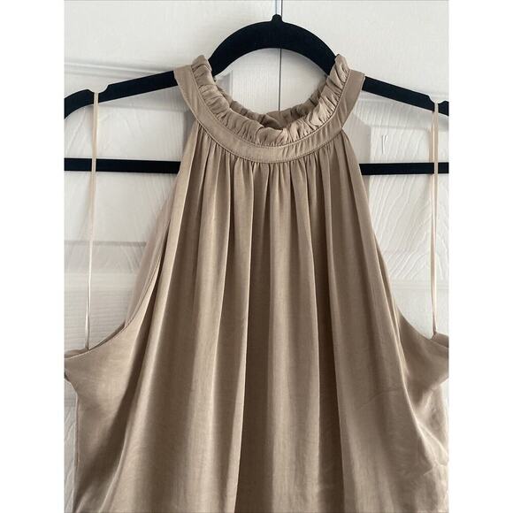 Elie Tahari Champagne sleeveless maxi Dress 12 event semi formal party resort - Picture 2 of 8